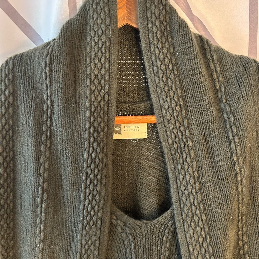 Cozy Open-Front Poncho Shrug in Charcoal Gray - Picture 3 of 10